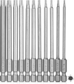 11-Piece Torx Screwdriver Set, Torx Long Magnetic Screwdriver Bits Kit, T6-T40 100 mm 1/4 Inch Star Head Hex Shank Electric Screwdriver Set