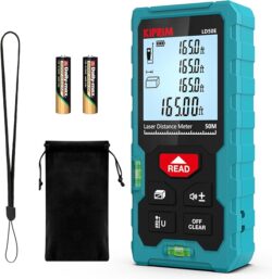 High Accuracy Laser Distance Meter 165ft/50m Kiprim LD50E Laser Measurement Tool with Larger Backlit LCD,2 Bubble Levels,M/in/Ft Unit Switching and Pythagorean Mode for Indoor or Outdoor Use