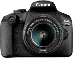 Canon EOS 2000D DSLR Camera and EF-S 18-55 mm f/3.5-5.6 IS II Lens – Black