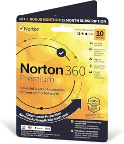 Norton 360 Premium 2024 Antivirus software for 10 Devices, 15 Months subscription|Premium|10 Device|15 Months|PC|Download