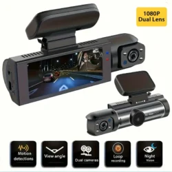 MYAI 1080P Dual-View Dash Cam with 8.03cm IPS Screen – HD Front & Interior Car Recorder, IR Night Vision, Wide Angle, Plug-In Power