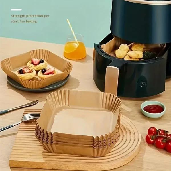 50pcs Non-Stick Air Fryer Liners - Square Paper Liners