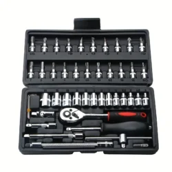 46pcs Car Repair Tool Kit, Ultimate Mechanic Tool Set For Auto And Bicycle Repairing father’s day gift